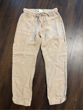 C&C California Women’s XS Linen Cargo Joggers beige/tan pockets